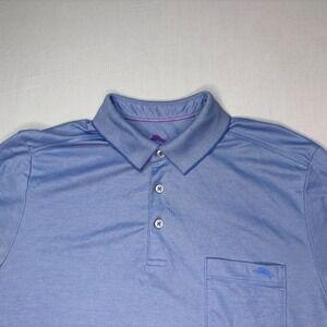 Tommy Bahama Polo Shirt Mens Medium M Light Blue Short Sleeve Marlin‎